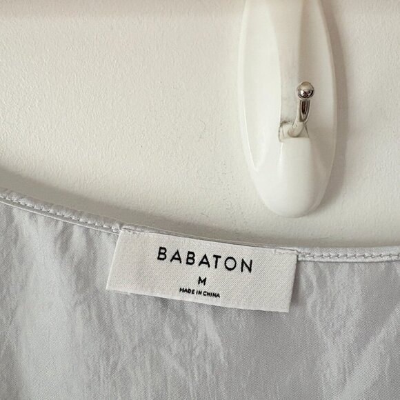 Aritzia Babaton Beck Satin Slip Mini Dress Silver Pearl Grey Size Medium - Picture 9 of 10